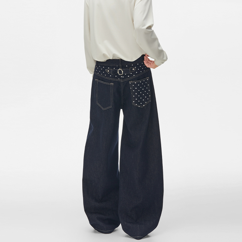 Men'S Fashion Jeans And Boots - Sonbahar Tasarımı Yıldız Baskılı Ham Denim
