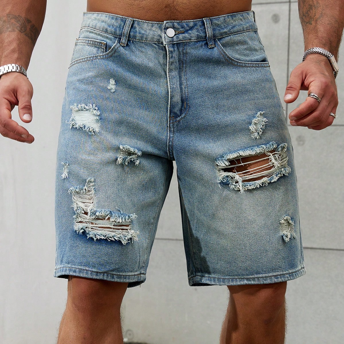 Men Fashion Jeans - Yeni moda Mens yırtık kısa kot
