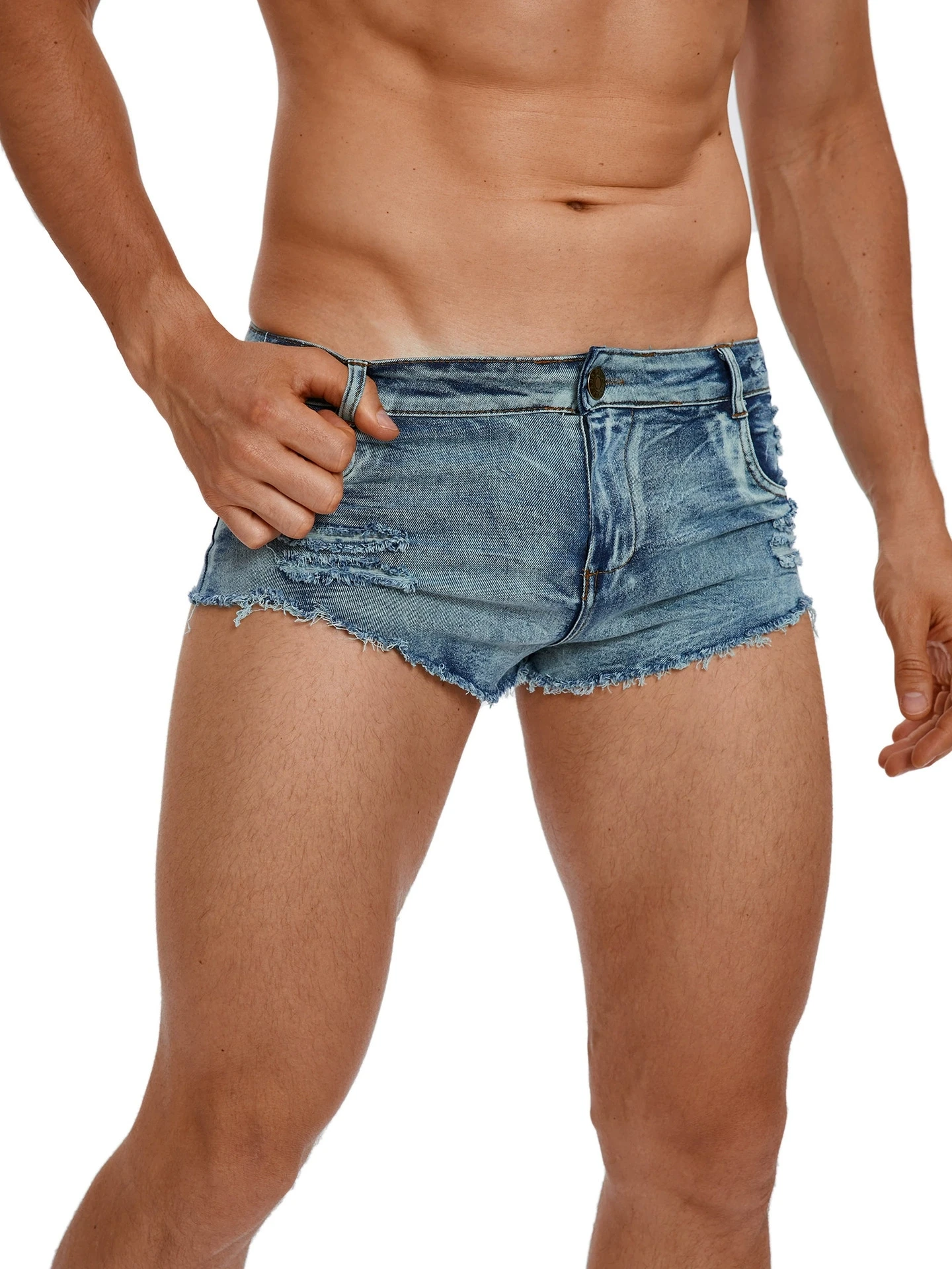 Men Fashion Jeans - Erkek Düşük Bel Kot Şort Moda